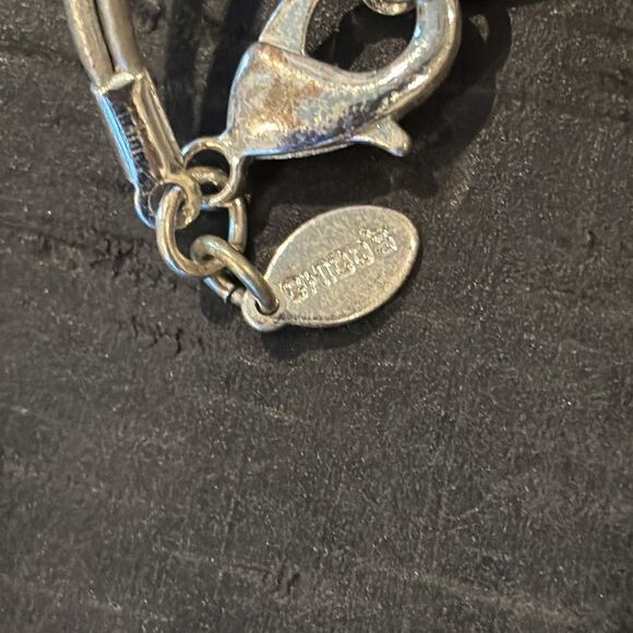 Chico’s Long Silver and Blue Beaded Chunky Hammered Pendant Leather Necklace - Picture 6 of 8